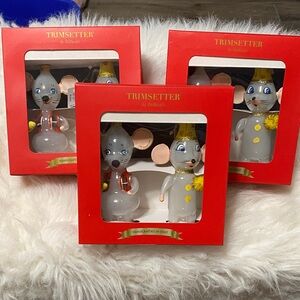 Dillard’s Trimsetter glass Mice ornaments, 3 boxes six total ornaments, BNIB